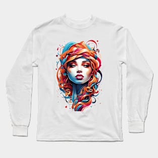 Women with Flowers in Her Hair: Blooming Beauty - Colorful Long Sleeve T-Shirt